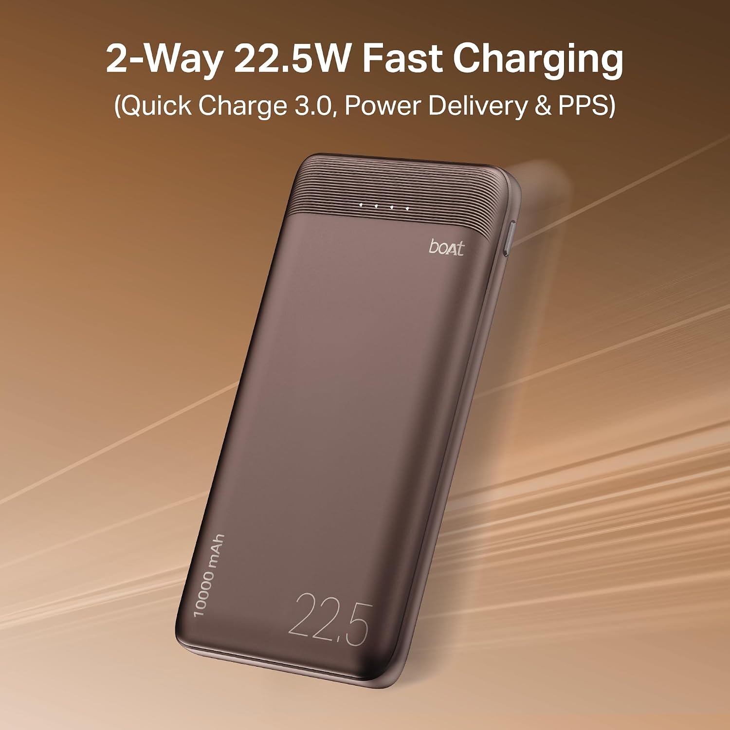 boAt EnergyShroom PB300 Neo 10000mAh Power Bank with 22.5W Fast Charging, 3X Output Ports, Supports Android, iPhone, Tablets, Earbuds (Mocha Brown) - Image 4