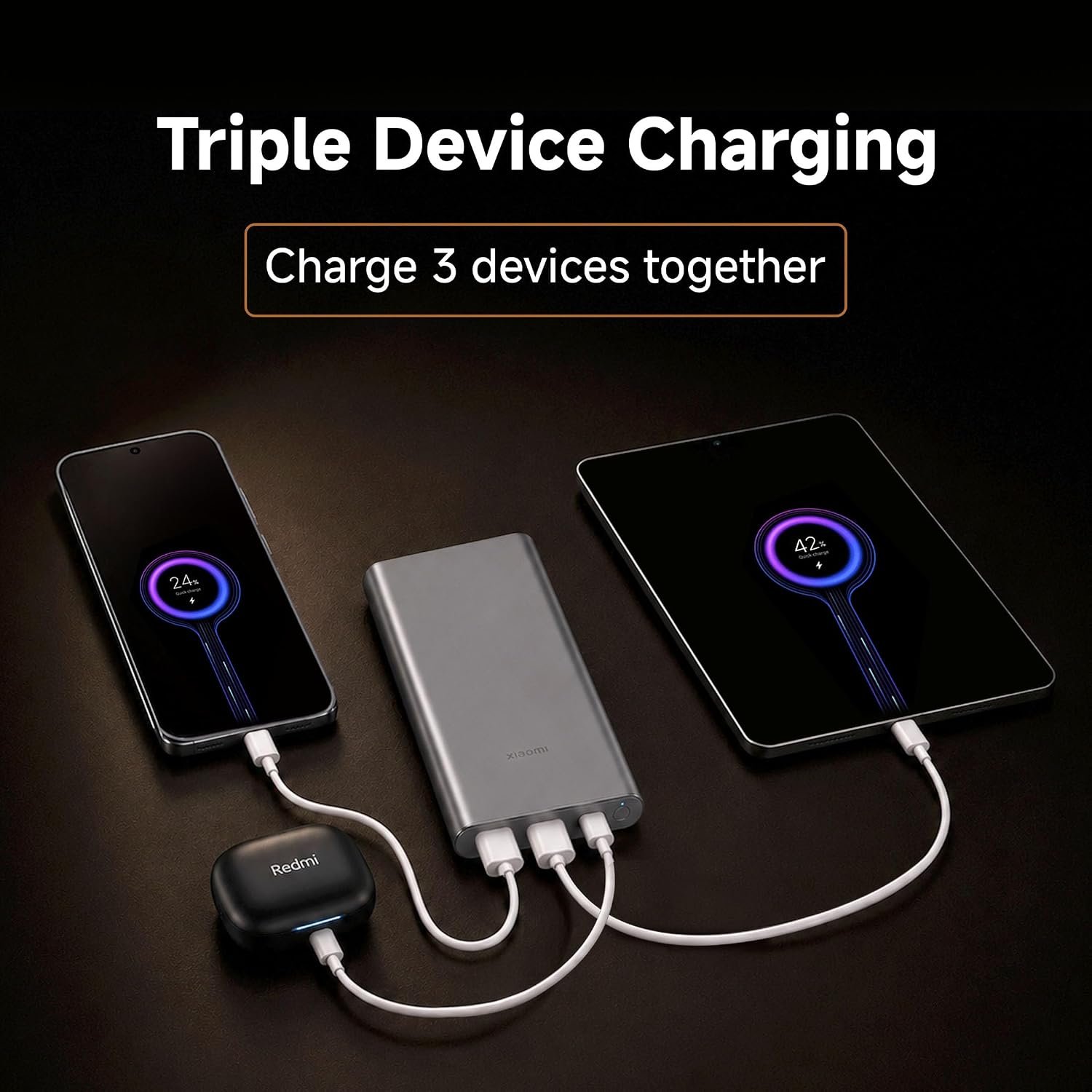 Xiaomi Power Bank 4i 10000mAh 22.5W Fast Charging PD|Smart 12 Layer Protection| Durable Steel Casing |Triple Output Ports|Supports All Phone(MI Power Bank),Purple - Image 4